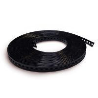 Bevestigingsband metaal recht 14mm - rol 10 meter (kunststof zwart ommanteld)