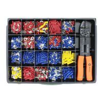 Klemko assortiment geïsoleerde kabelschoenen in metalen kist PVC met tang | 910006