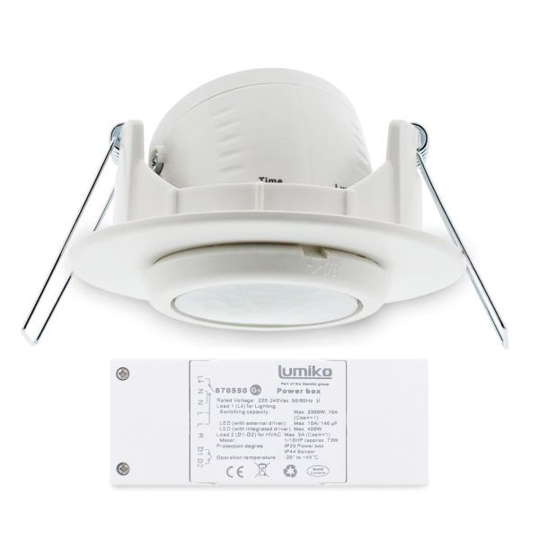 Lumiko aanwezigheidsmelder plafond PIR 230V, 2300W, 7M, 40m², 2 Relais-G3