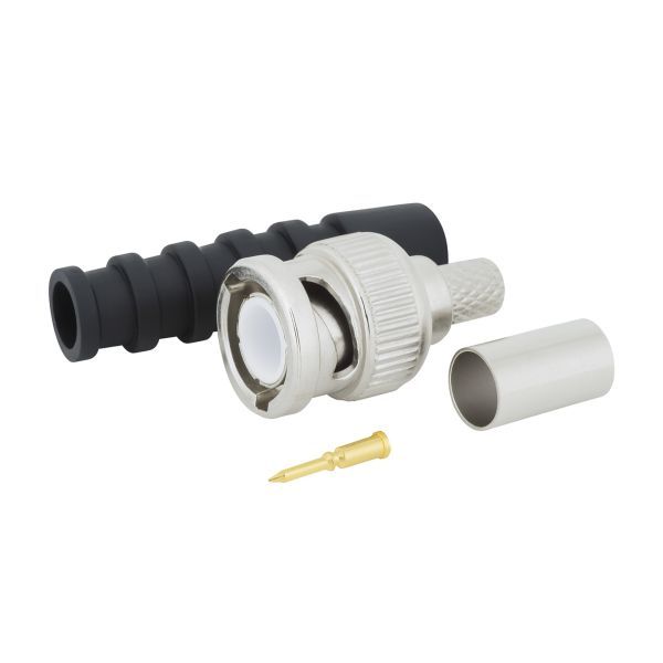 Klemko BNC 75 ohm kabeldeel male recht krimp kabel 6 mm + tule zwart | 182214