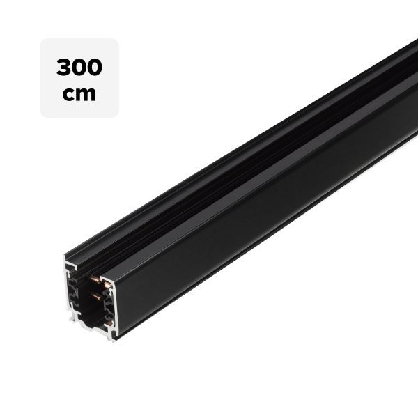 3 fase rails - rail 300cm, zwart (RAL9005)